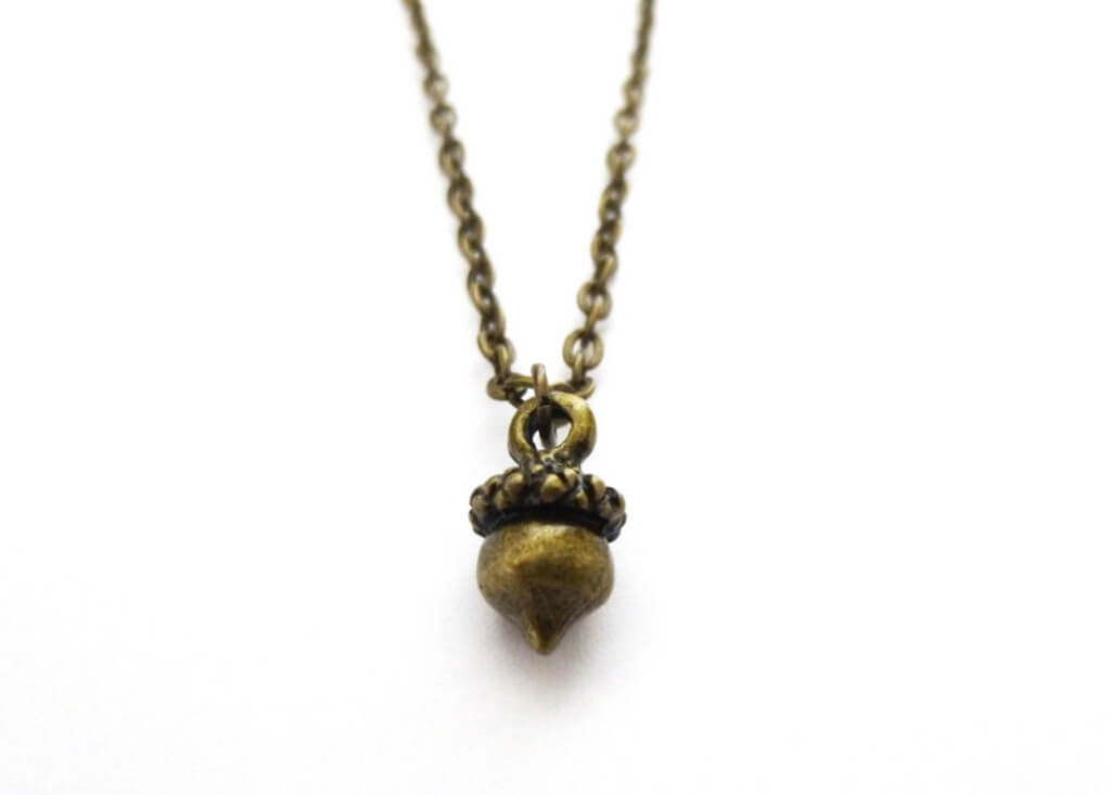 Peter Pan Inspired Peter and Wendy Acorn and Thimble Charm Necklace Jewelry