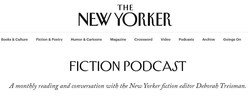 Screenshot of The New Yorker's Fiction Podcast webpage