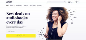 Screenshot of Chirp's homepage