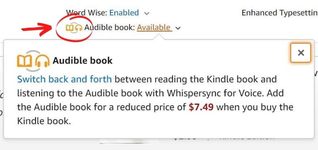 how to add whispersync to kindle book
