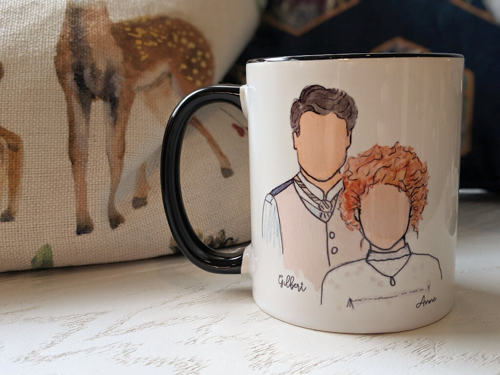 Mug with a drawing of Anne and Gilbert on the front by A Fine Quotation