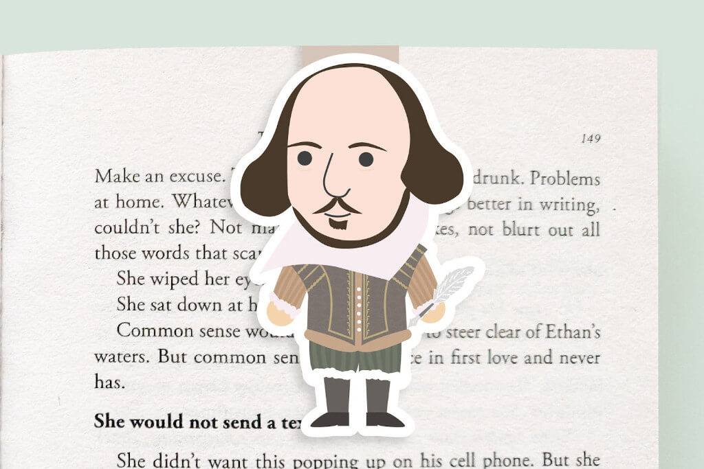 Magnetic bookmark in the shape of William Shakespeare by Crafted Van