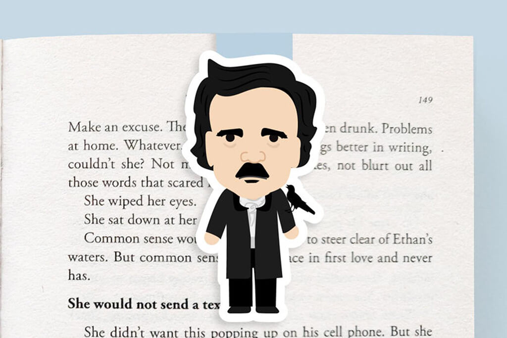 Bookmark of Poe with a raven on his shoulder by Craftedvan