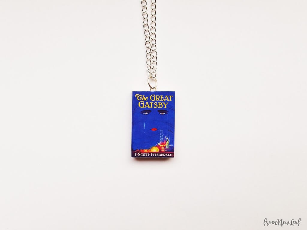 Iconic Great Gatsby book cover necklace pendant by From New Leaf