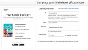 Image of the gifting form for Kindle ebooks on Amazon