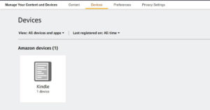 Screenshot of the device page on Amazon where you can remove Kindle ads