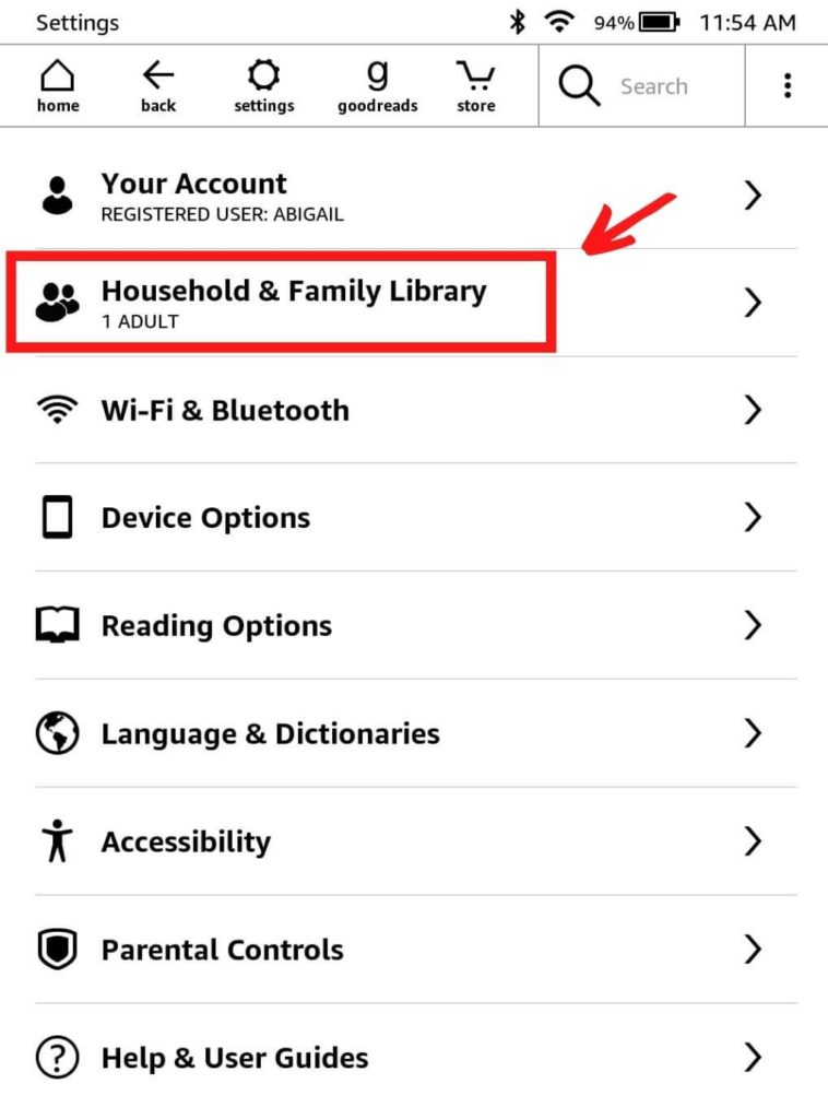 Screenshot of step 2 in adding a child account to a Kindle