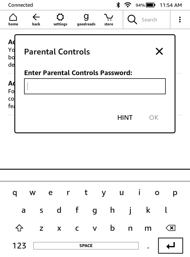 Setting up a Kindle child account with parental controls