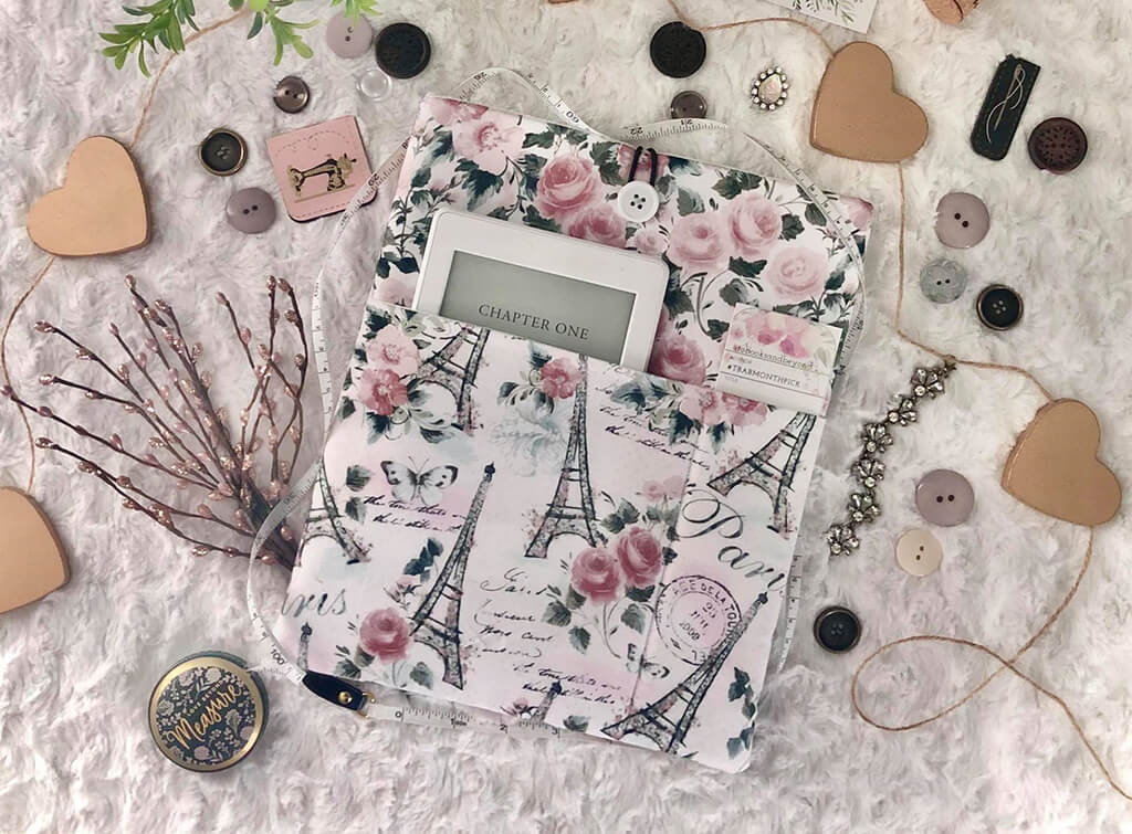Book sleeve with Eiffel Tower and Paris pattern by CPickeringCo