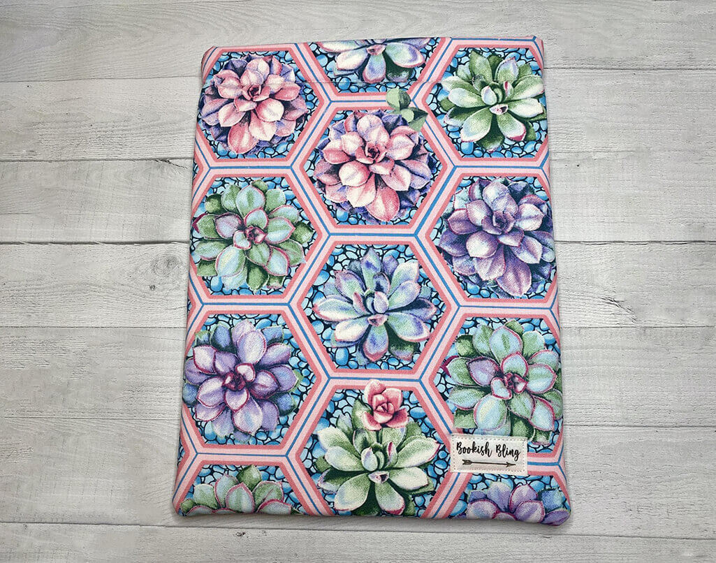 Succulent patterned book sleeve by BookishBling