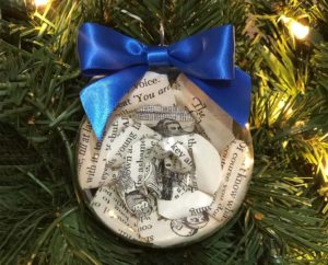 Rose made from the pages of Alice in Wonderland in a clear ornament ball by LiteraryBlooms