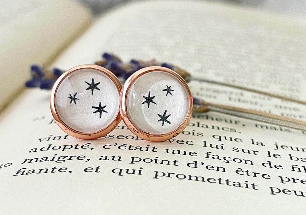 Round earrings with the Harry Potter chapter stars by GabiGabiHeyShop