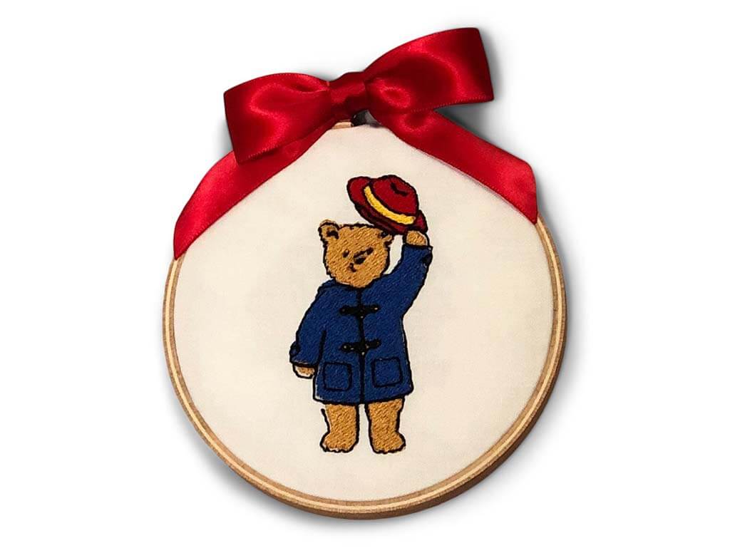 Embroidered ornament with Paddington Bear by VibrantlyBlue