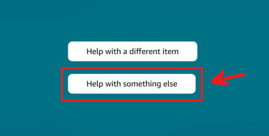 Amazon customer service hub screenshot of button that reads "Help with something else"